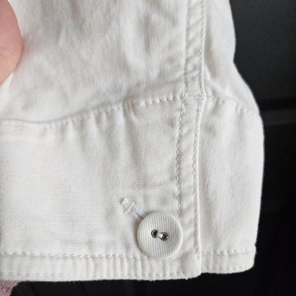 Eileen Fisher White Canvas Organic Cotton Jacket Womens Button Close Sz Small - Picture 2 of 8